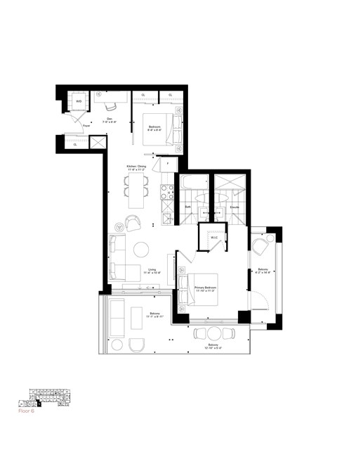 A black and white image of a floor plan for a house.